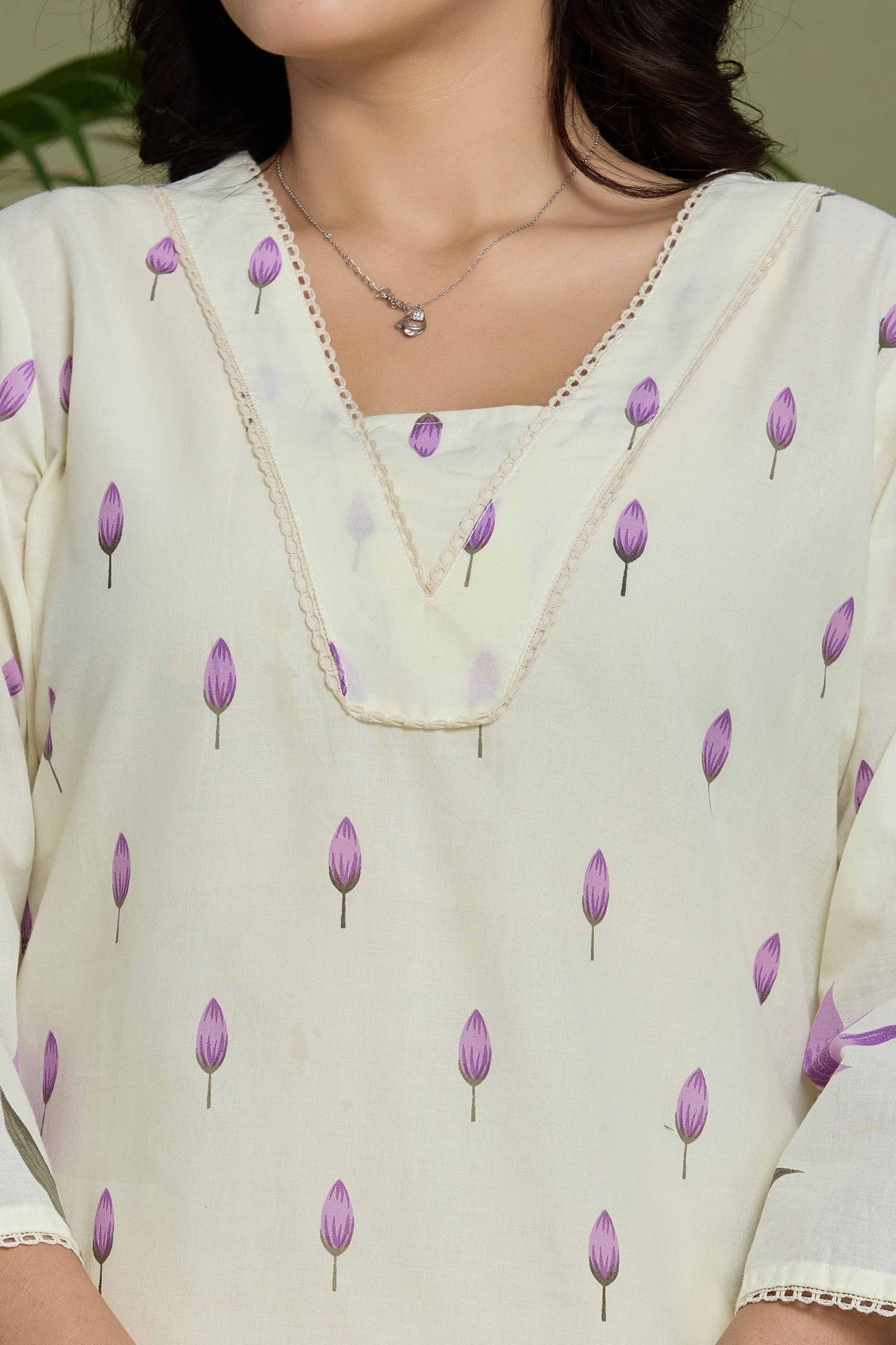 GulBloom Lavender Bloom Printed Cotton Co-Ord Set