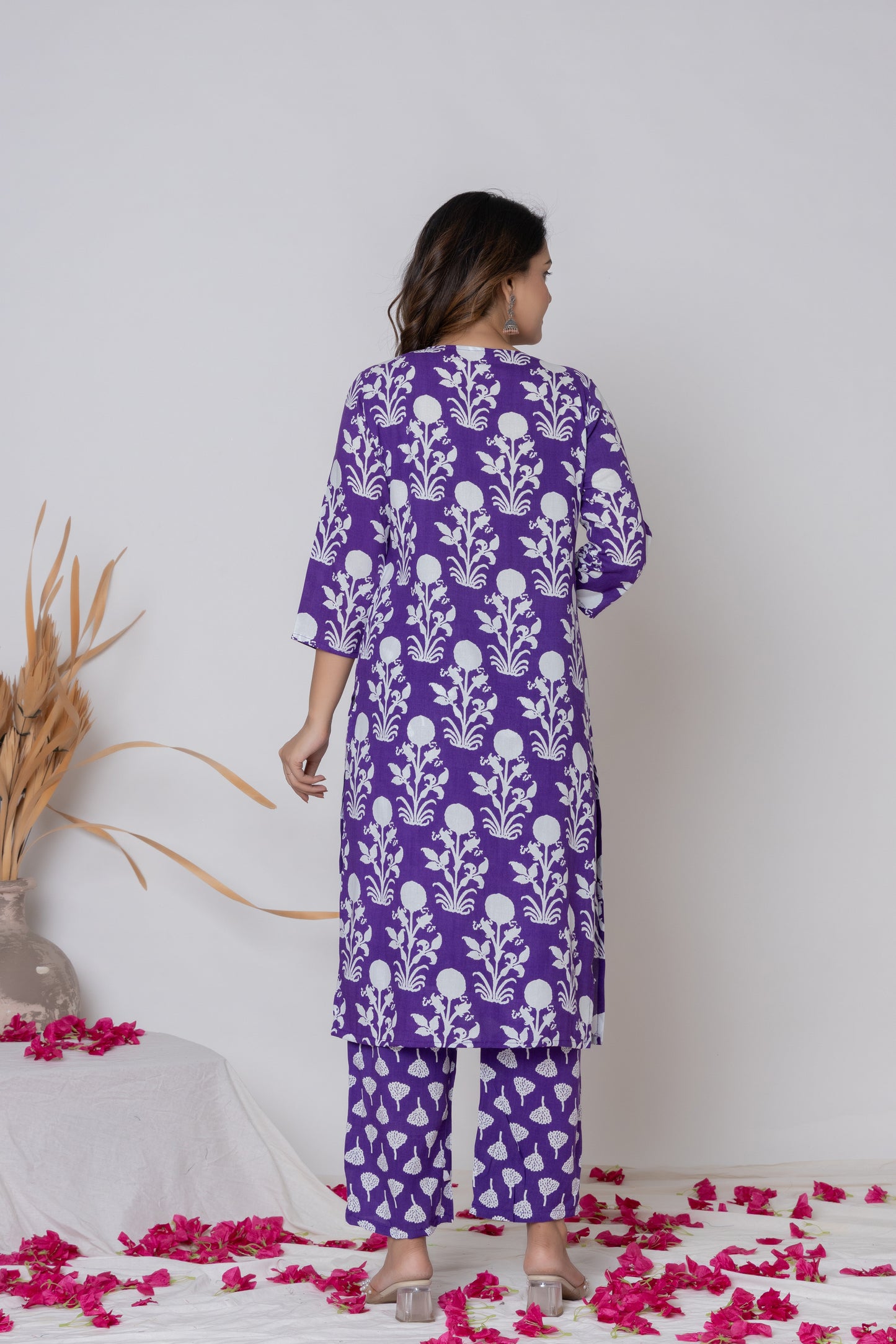 Floral block print Kurti 3Pc Set