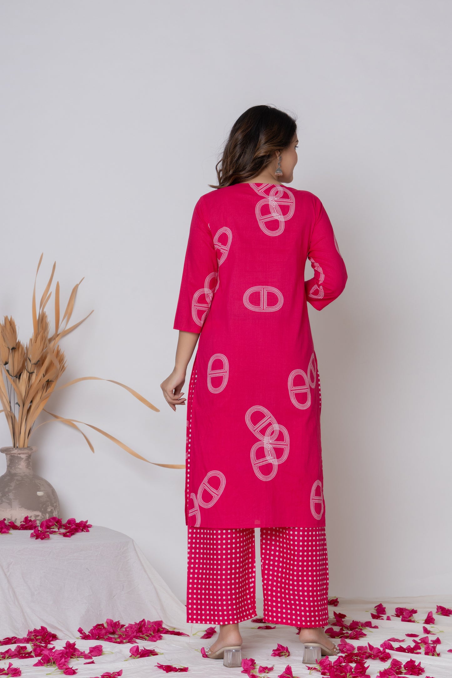 Rani Pink / Lemon Yellow/ Lavendar Cotton Suit Set
