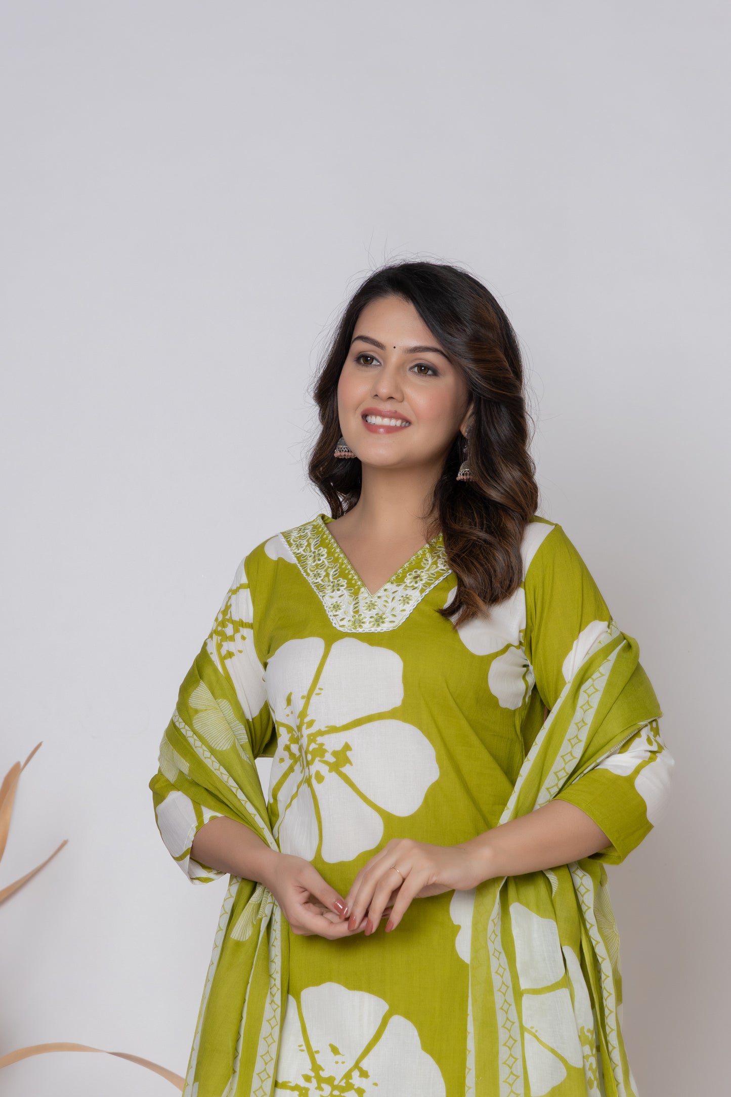 Floral emboridery kurti 3pc set