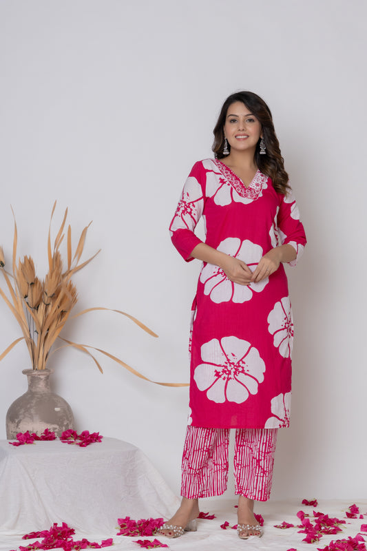 Ethnic Floral Kurta Pant Set