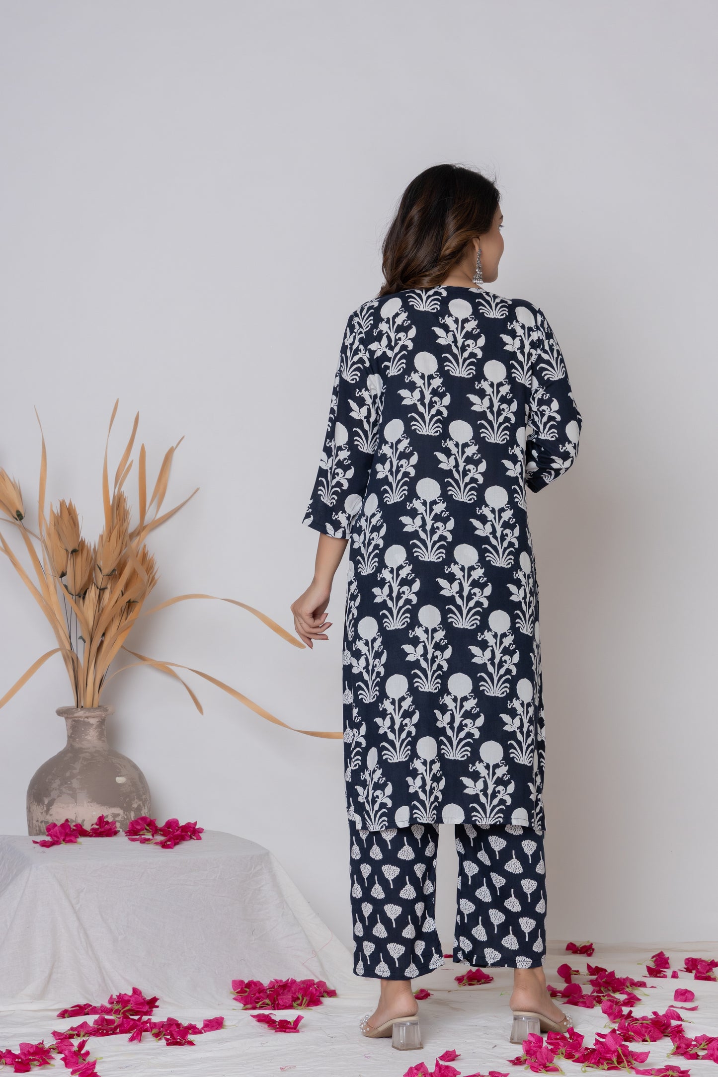 Floral block print Kurti 3Pc Set