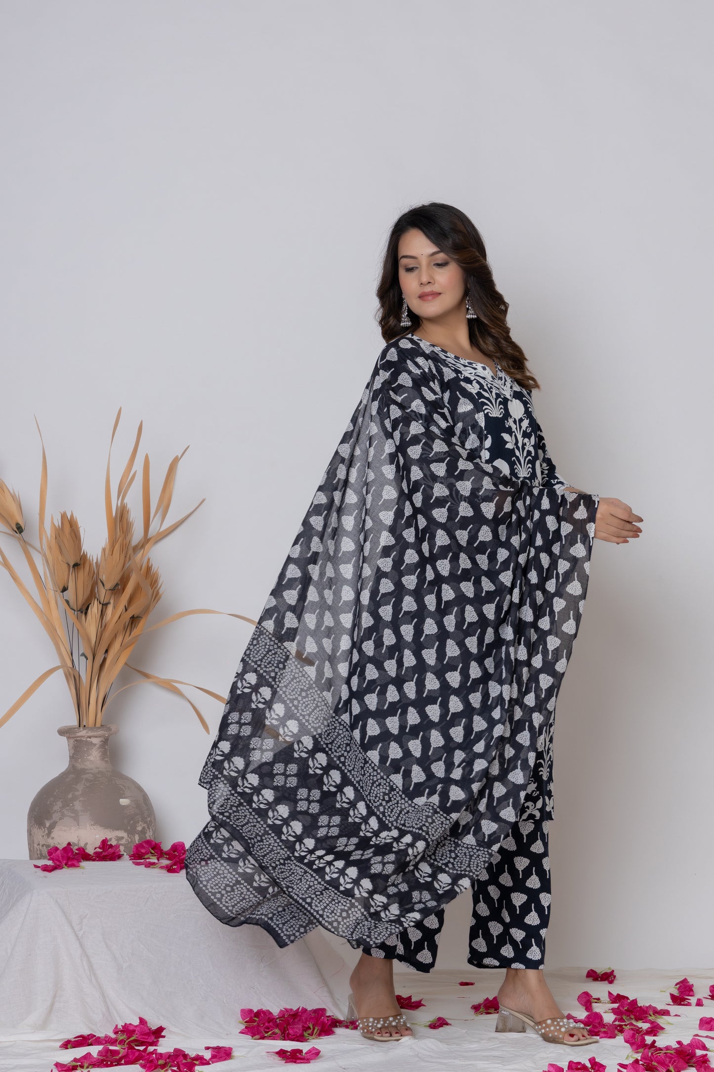 Floral block print Kurti 3Pc Set