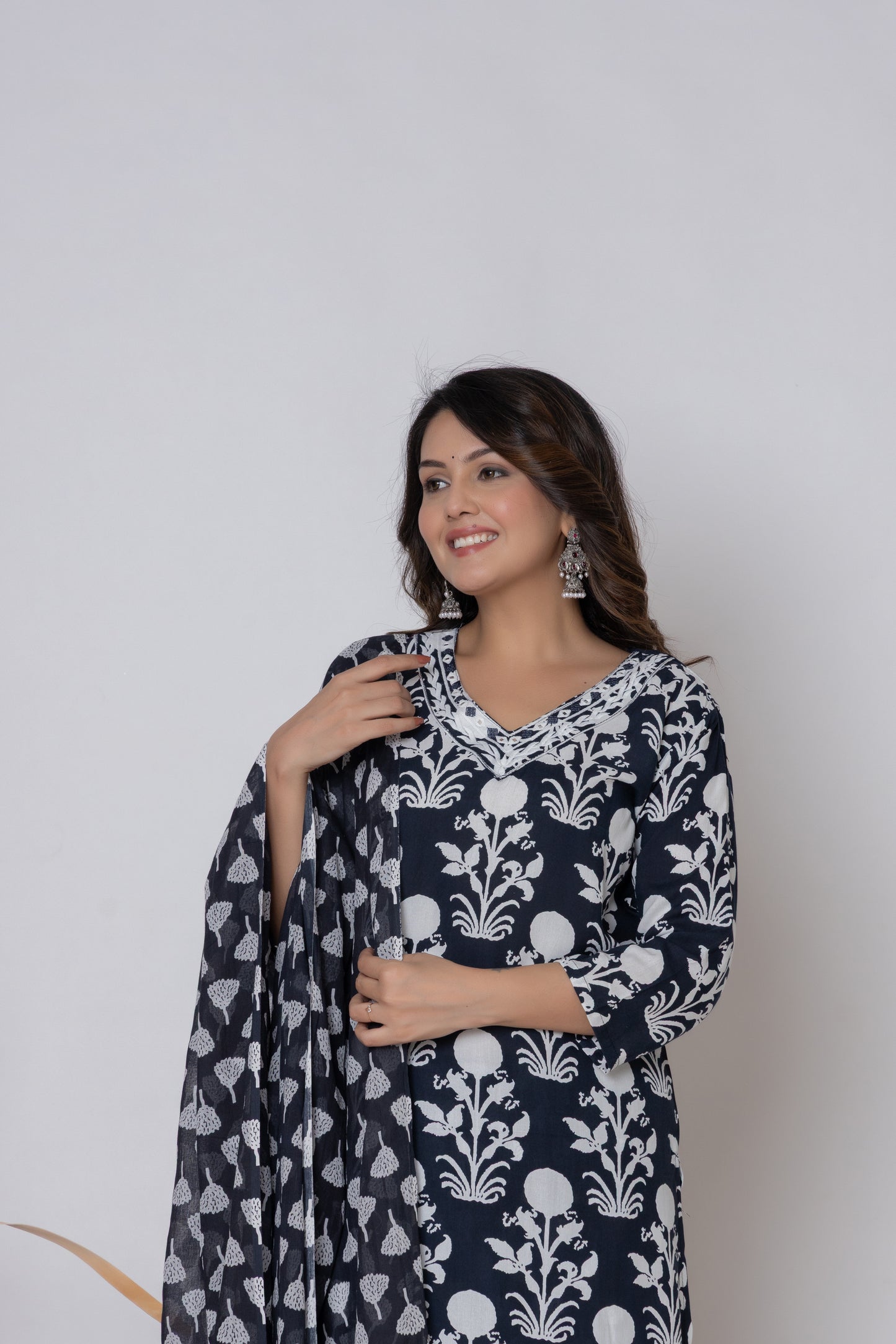 Floral block print Kurti 3Pc Set