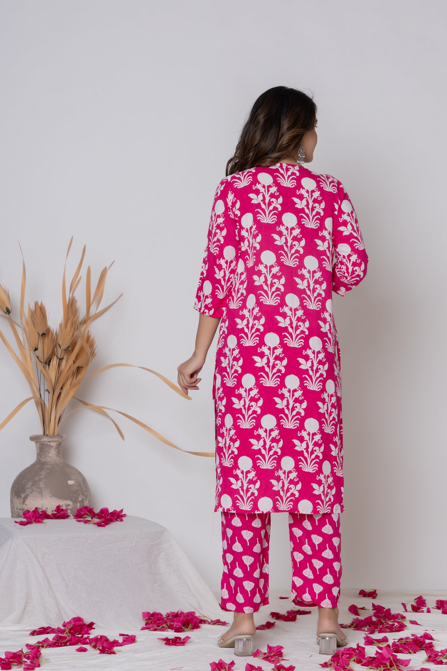 Floral block print Kurti 3Pc Set