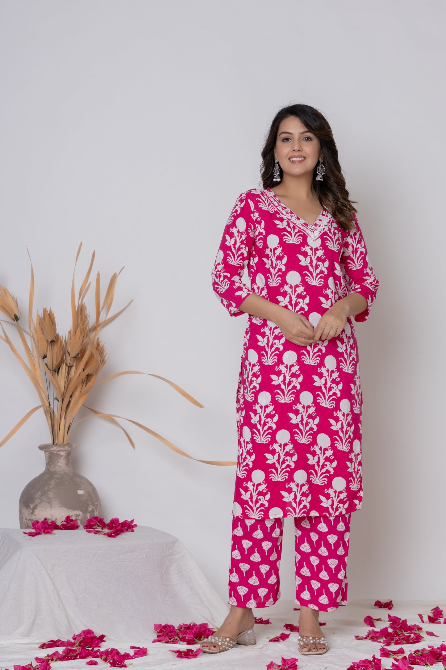 Floral block print Kurti 3Pc Set