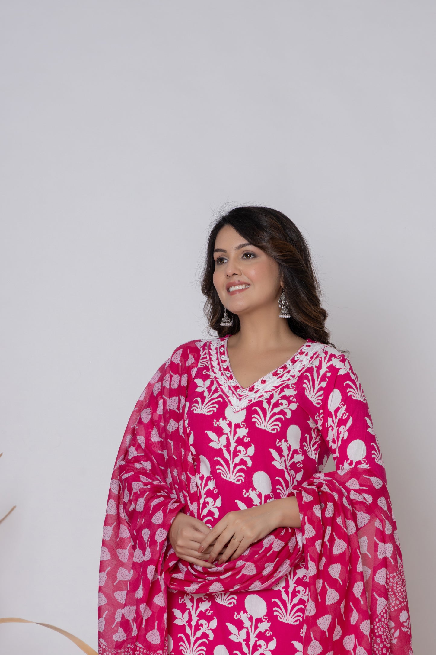 Floral block print Kurti 3Pc Set