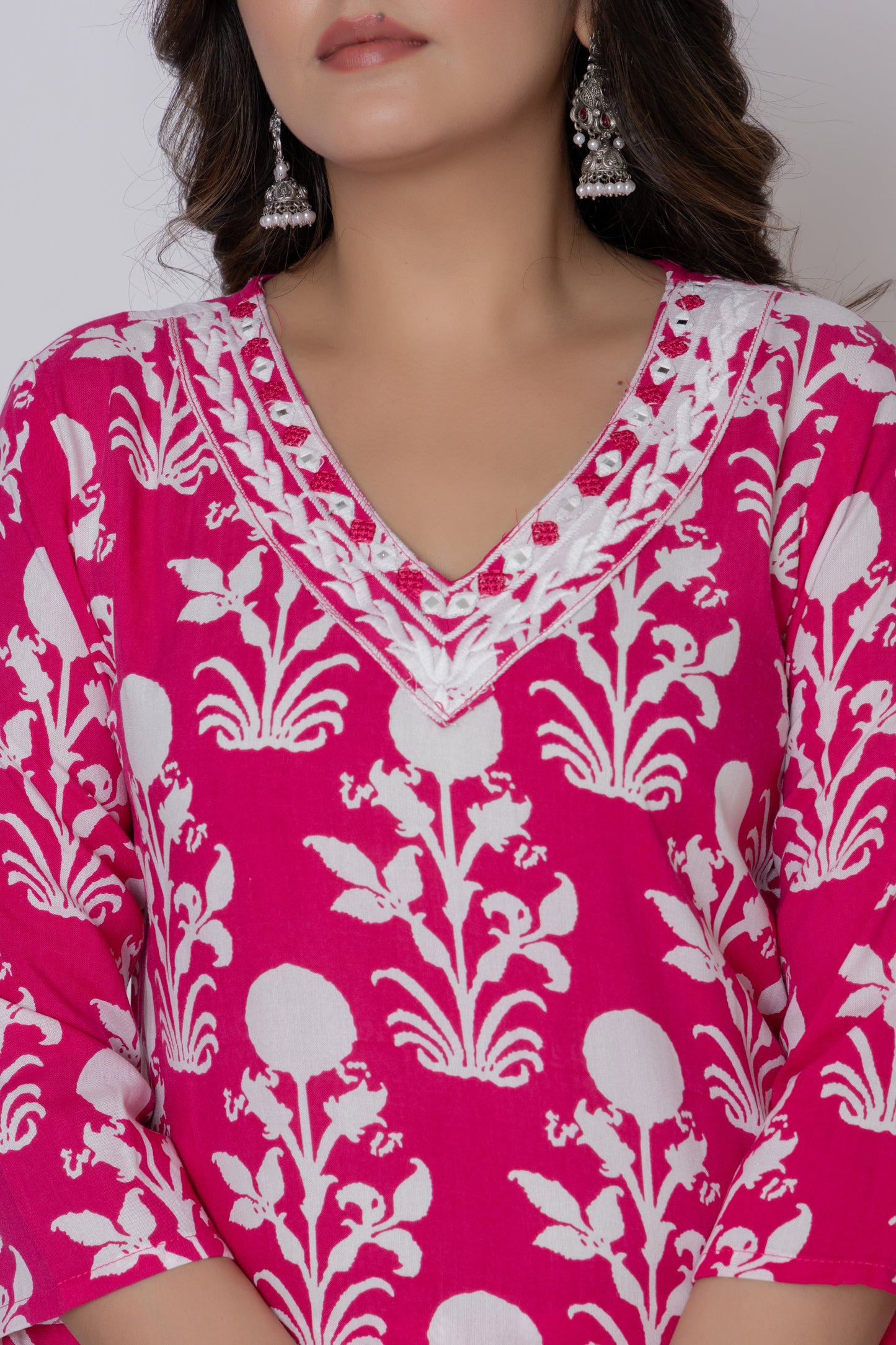 Floral block print Kurti 3Pc Set
