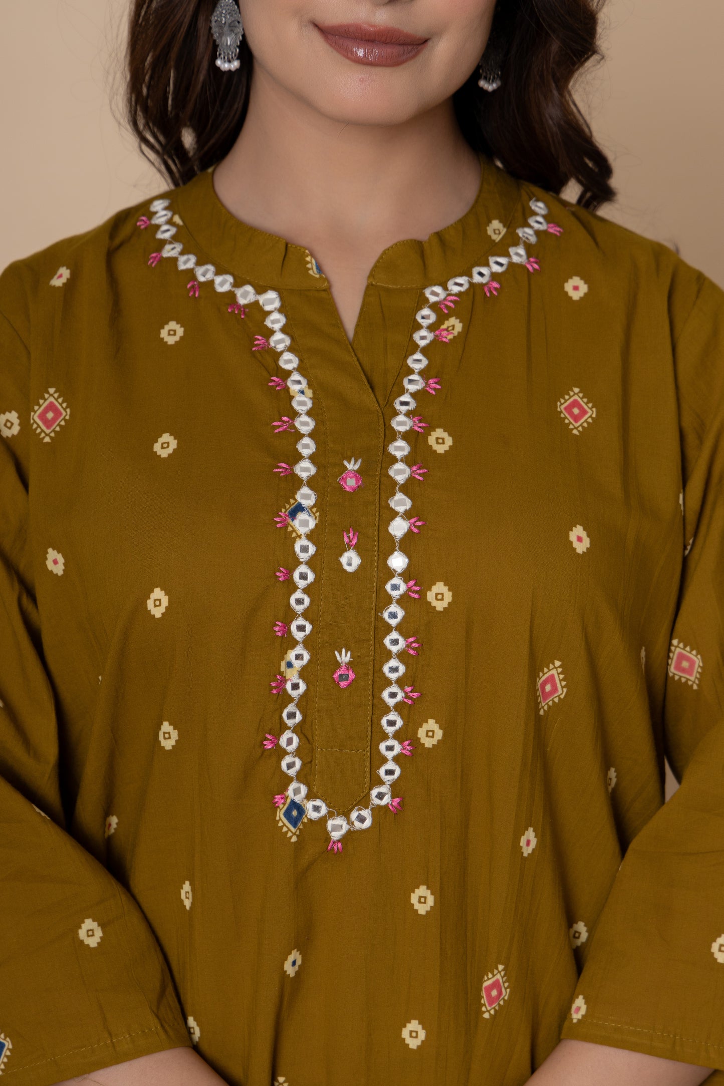 Printed cotton kurti 3pc set