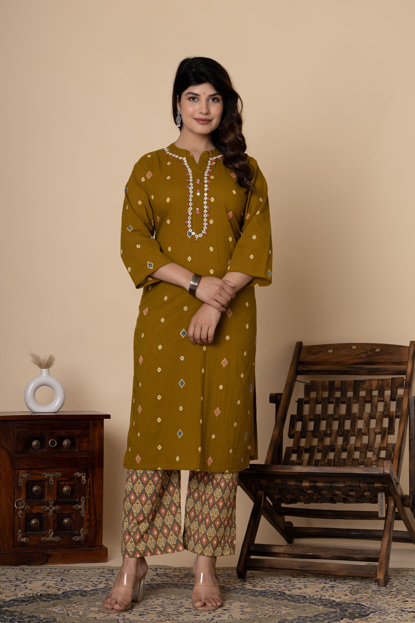 Printed cotton kurti 3pc set