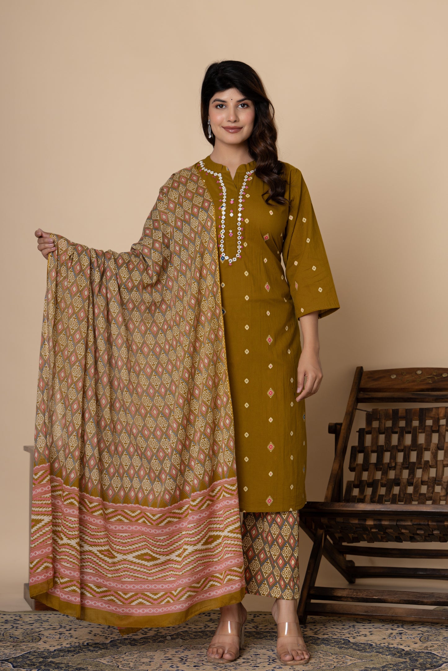 Printed cotton kurti 3pc set