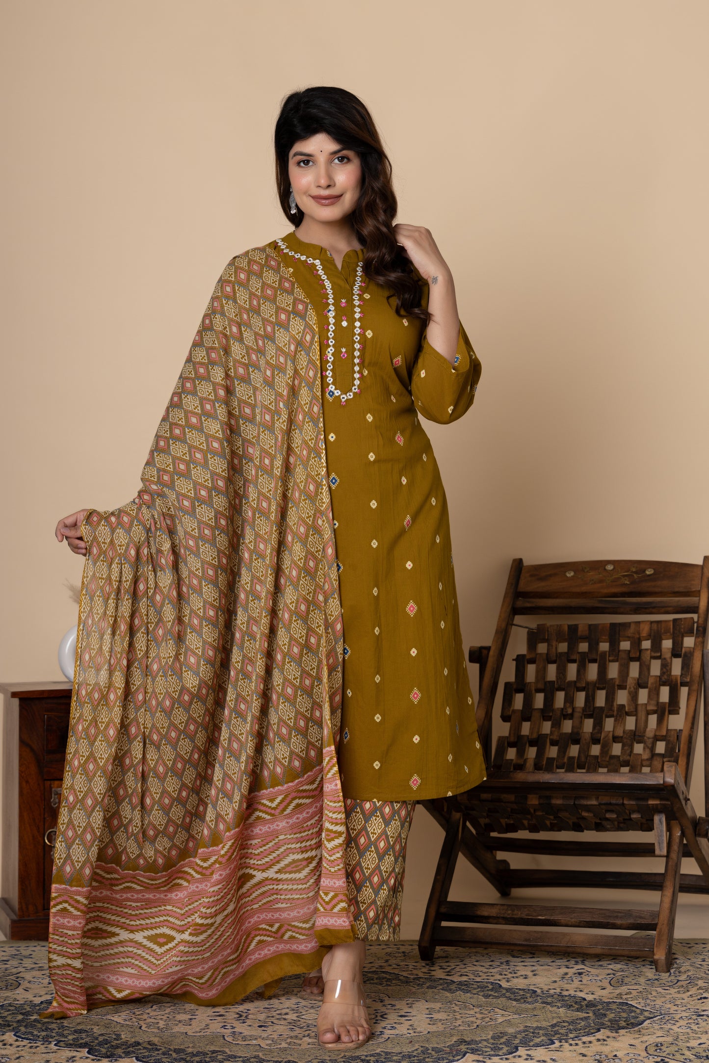 Printed cotton kurti 3pc set
