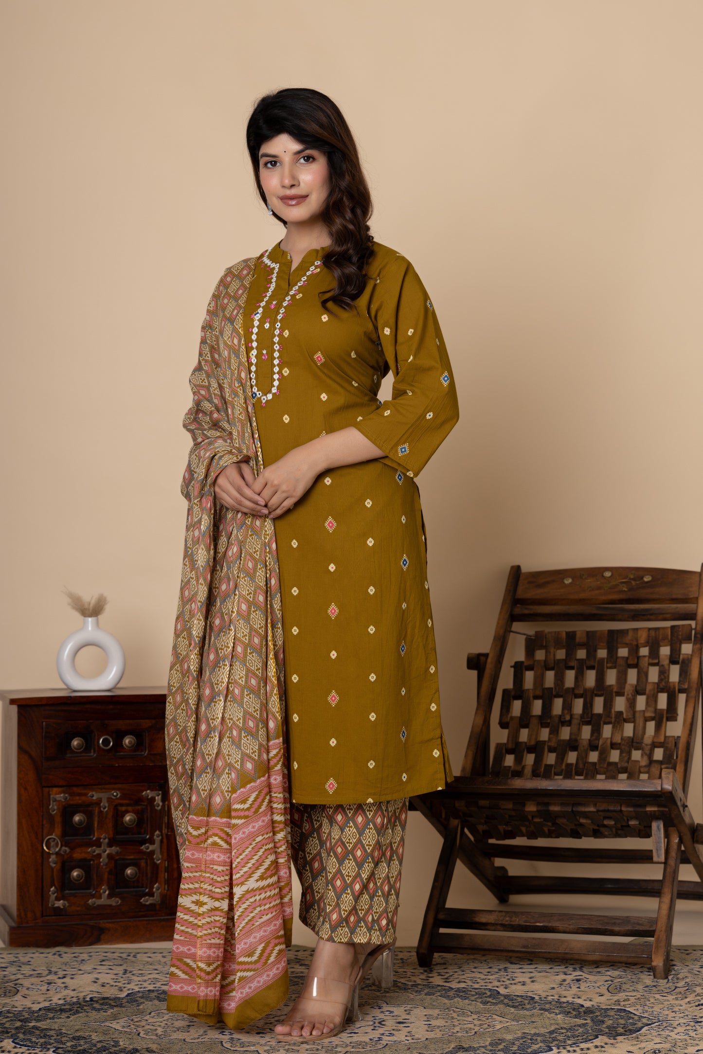 Printed cotton kurti 3pc set