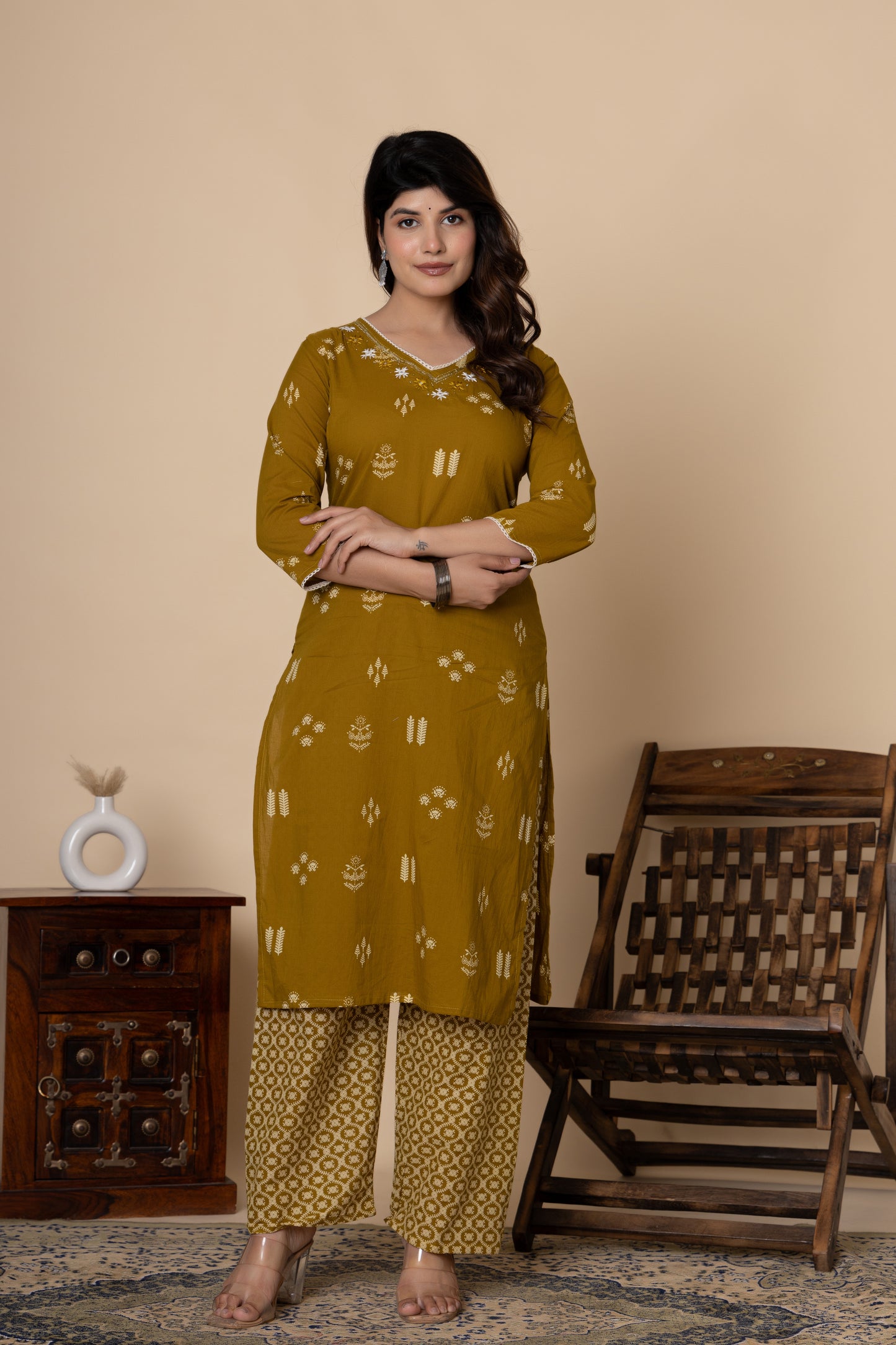 Ethnic motif printed Cotton Suit Set