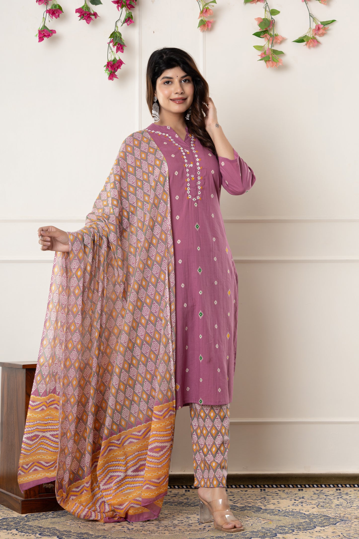 Printed cotton kurti 3pc set