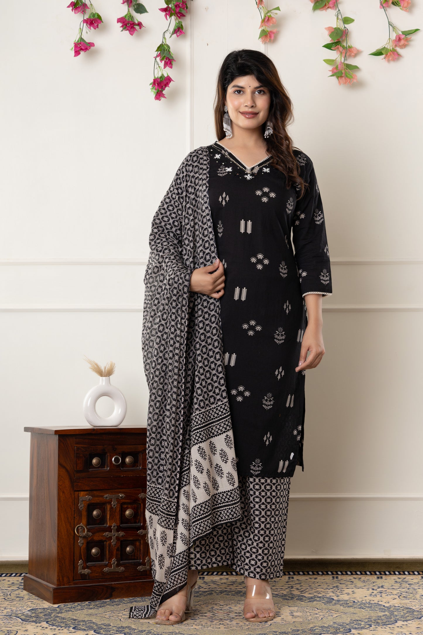 Ethnic motif printed Cotton Suit Set