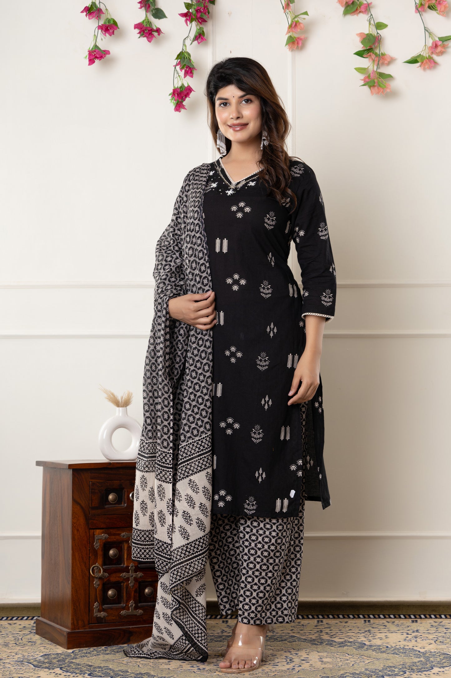 Ethnic motif printed Cotton Suit Set