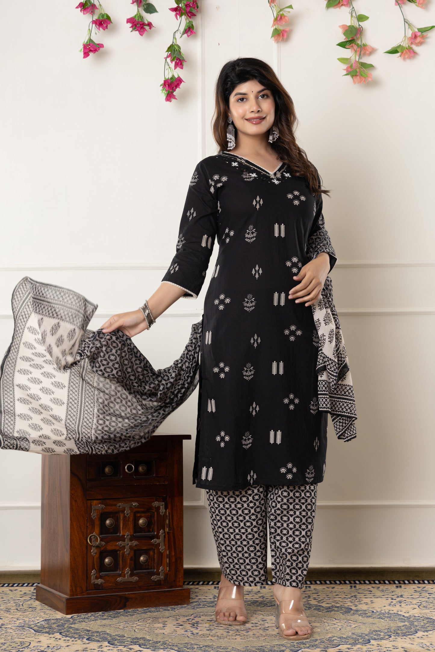 Ethnic motif printed Cotton Suit Set