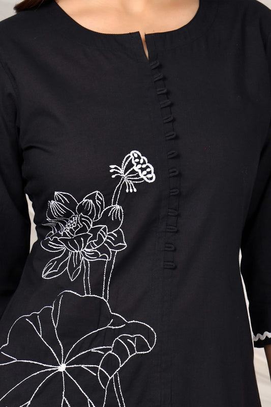 Rang Ease Midnight Grace Embroidered Cotton Co-Ord Set