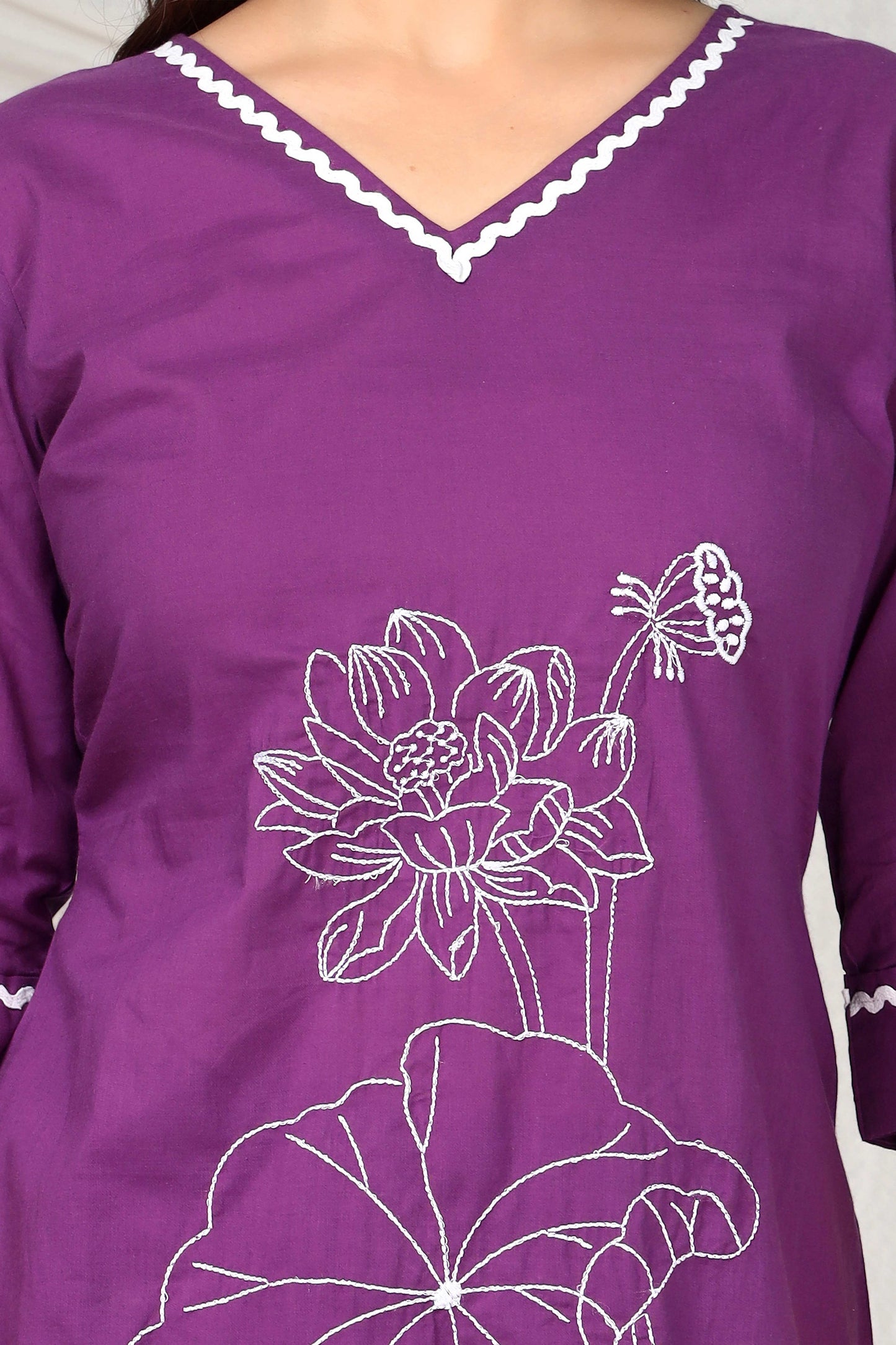 Rang Ease Lavender Luxe Embroidered Cotton Co-Ord Set