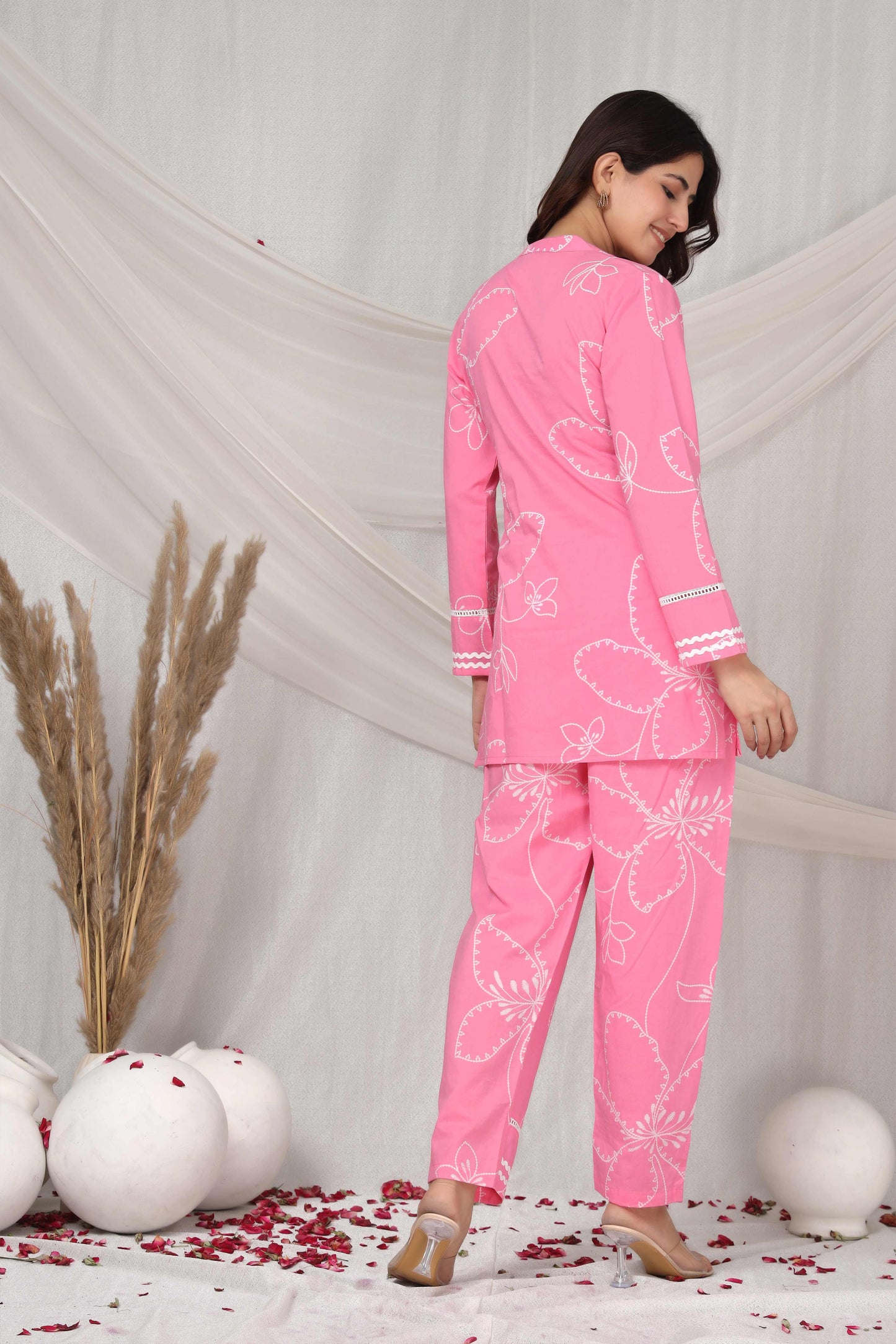 GulBloom Blush Petal Printed Cotton Co-Ord Set