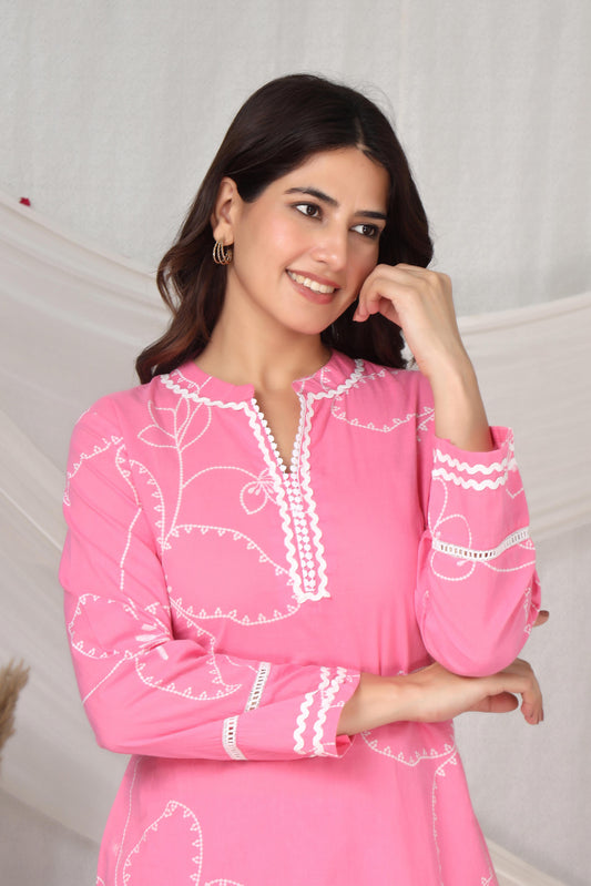 GulBloom Blush Petal Printed Cotton Co-Ord Set