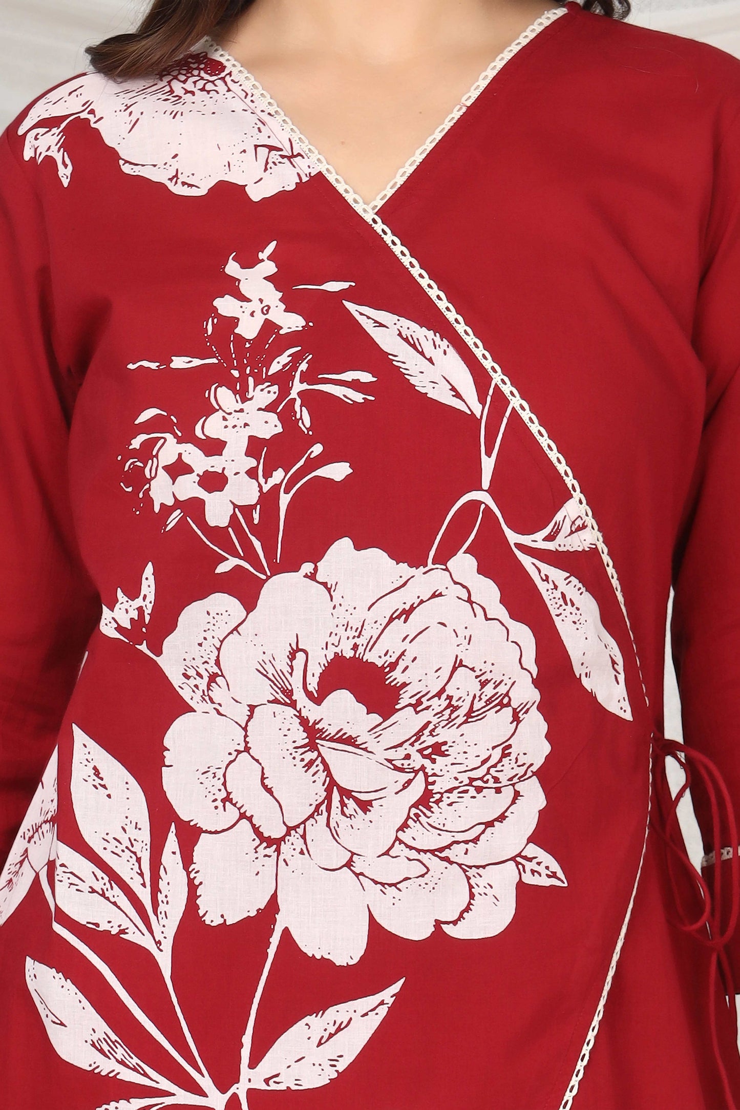GulBloom Crimson Grace Printed Cotton Co-Ord Set