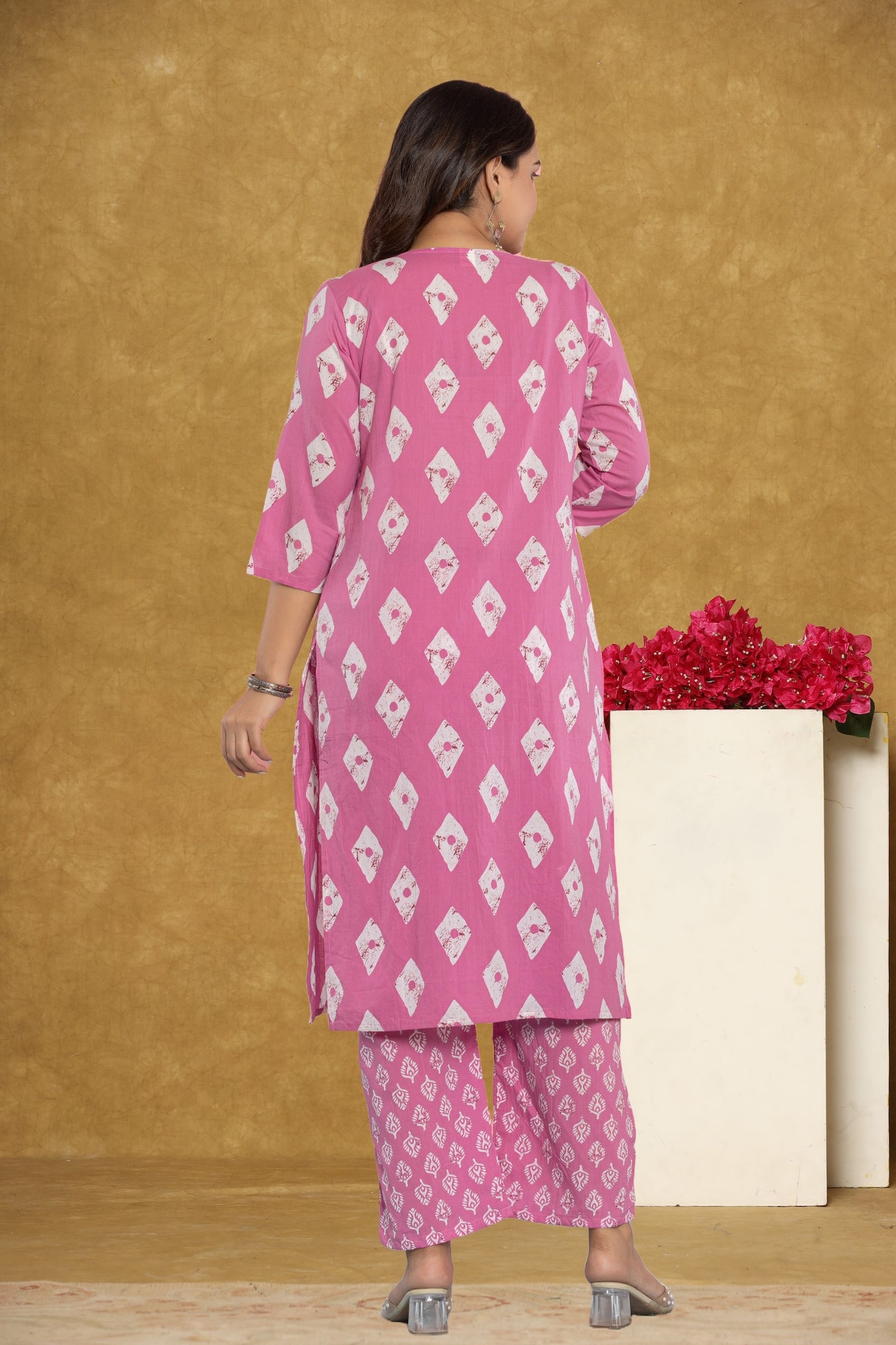 Pink/Mustard Kurti 3Pc Set