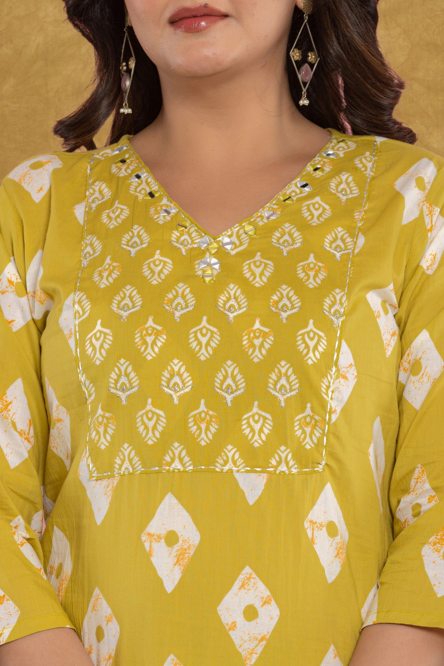 Pink/Mustard Kurti 3Pc Set