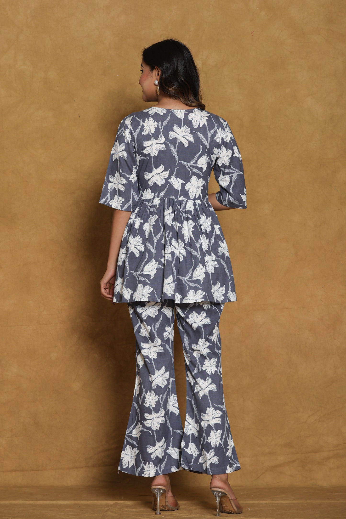 Grey Floral Print Co-ord Set