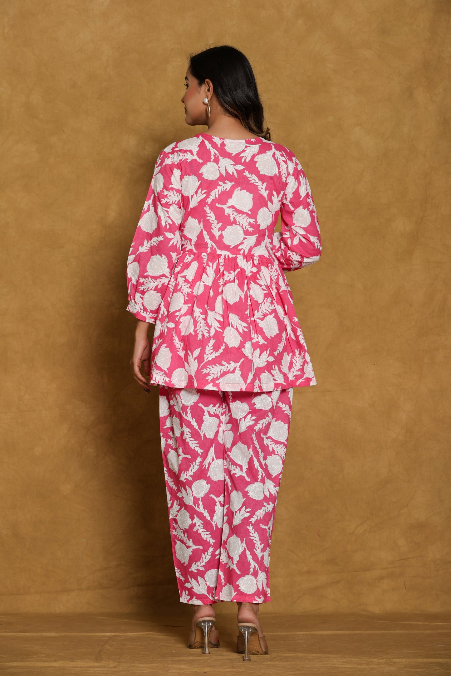 Pink Leafy Cotton Co-ord Set