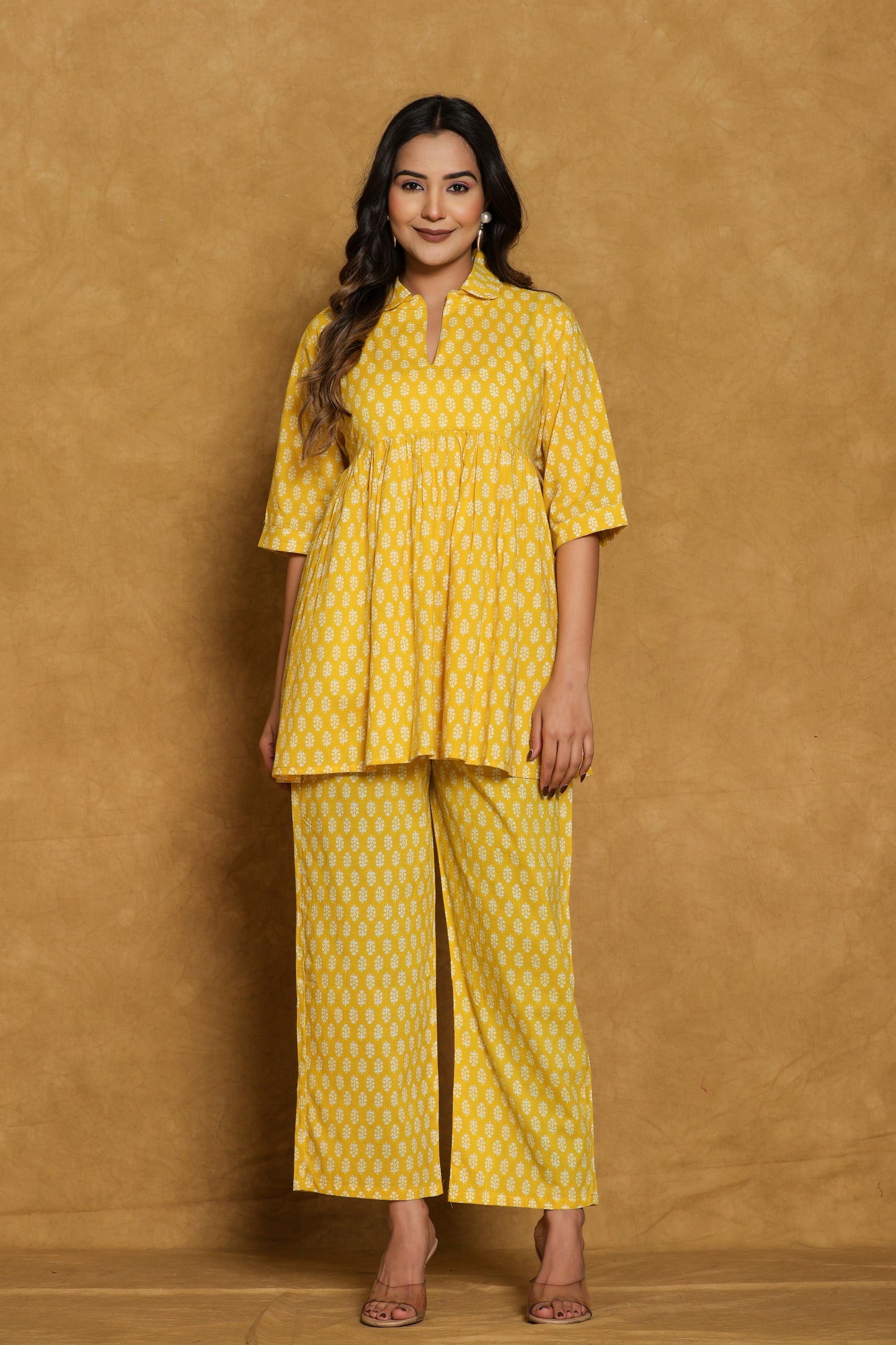 Yellow Small Booti Cotton Printed Co-ord Set
