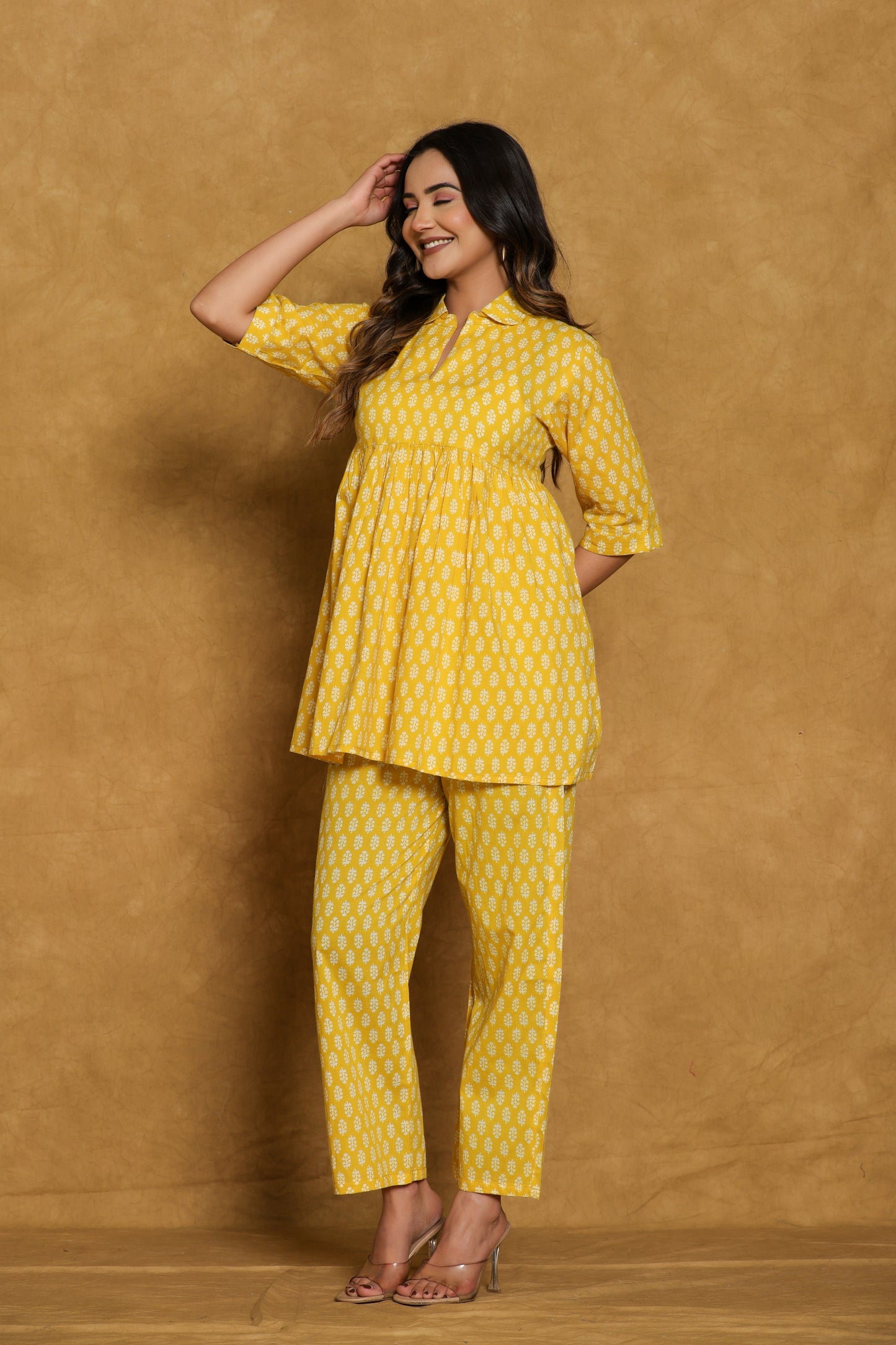 Yellow Small Booti Cotton Printed Co-ord Set
