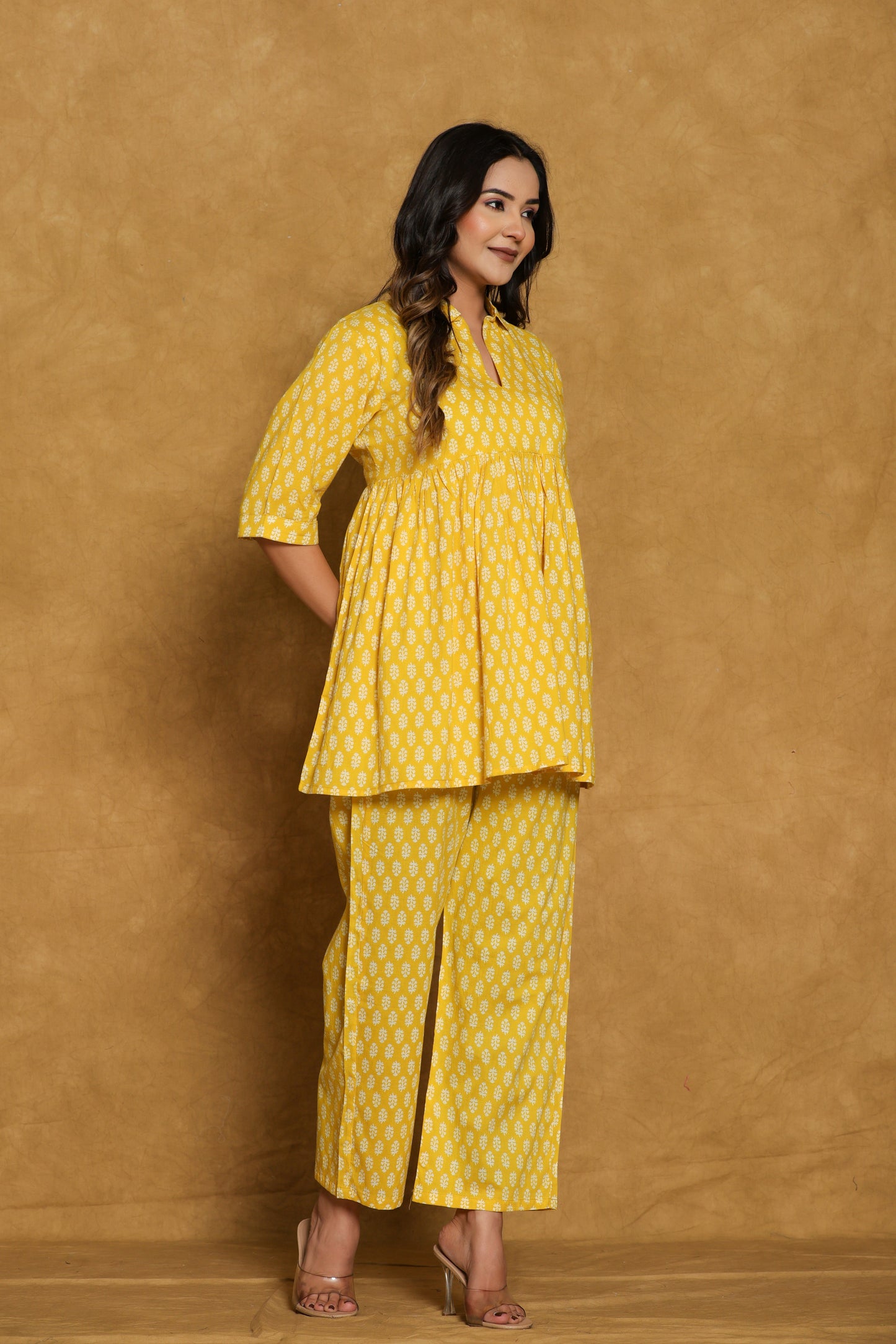 Yellow Small Booti Cotton Printed Co-ord Set