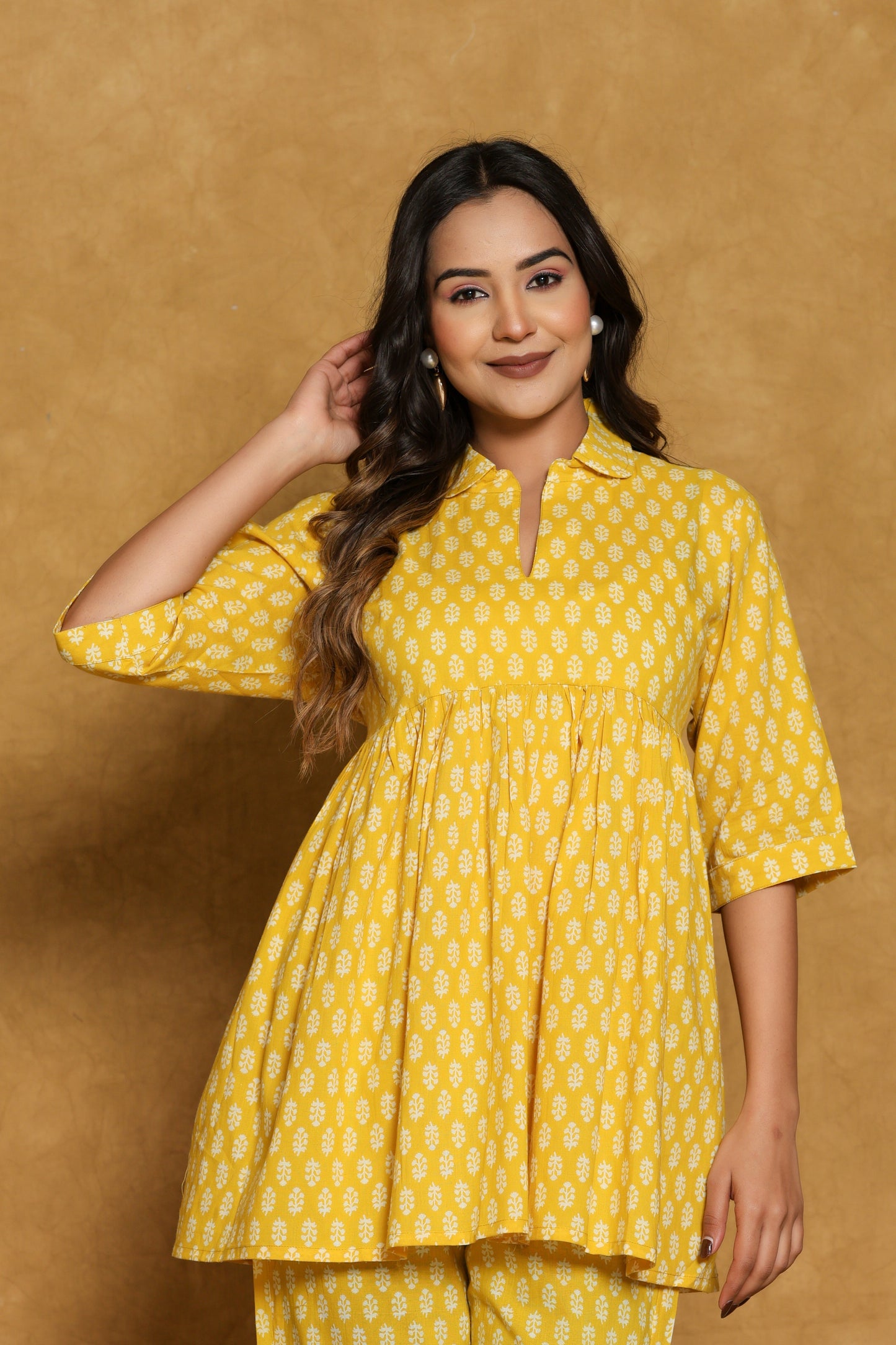 Yellow Small Booti Cotton Printed Co-ord Set