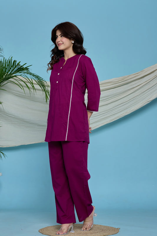 Everyday Calm wine cotton co-ord set