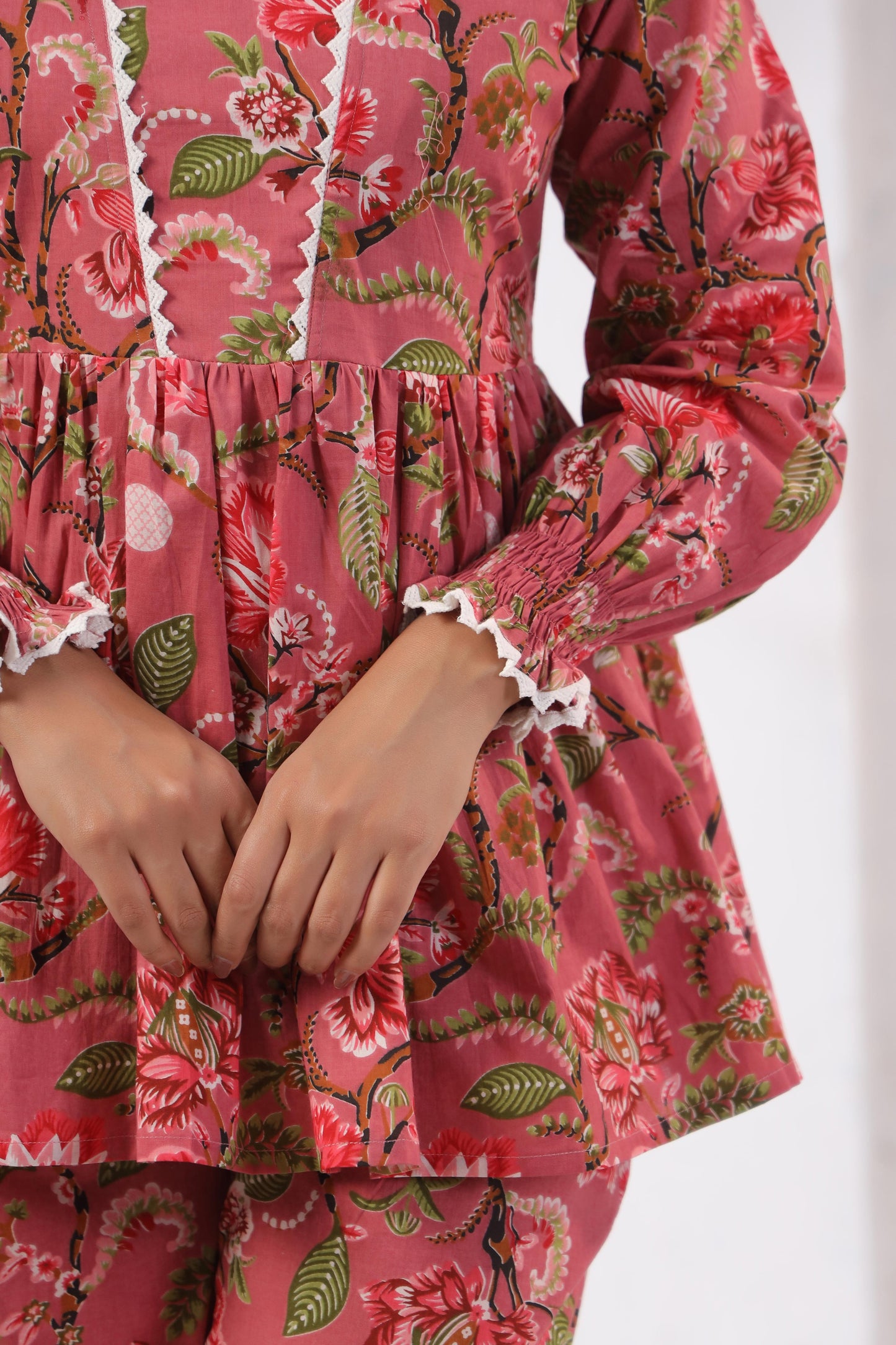 GulBloom Rosy Meadow Printed Cotton Co-ord Set