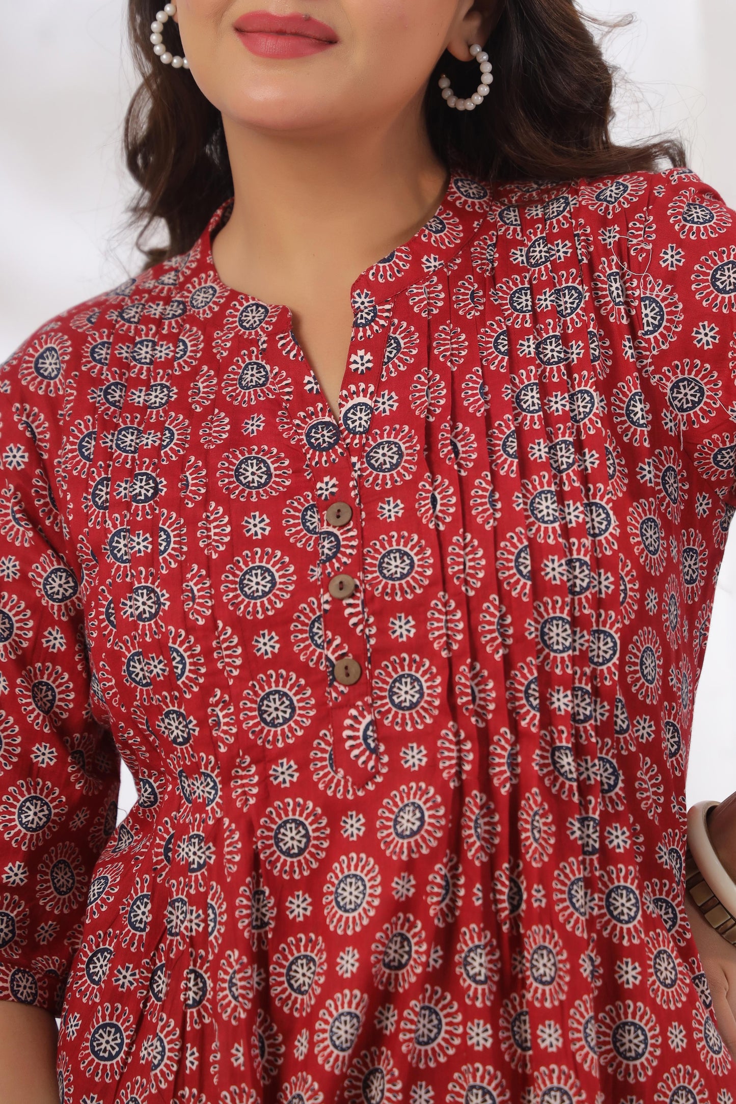 Noor Aura Crimson Medallion Printed Cotton Co-ord Set