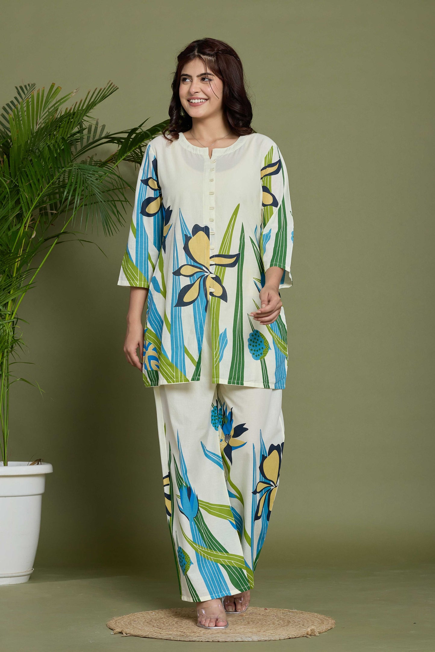GulBloom Coastal Breeze Printed Cotton Co-Ord Set