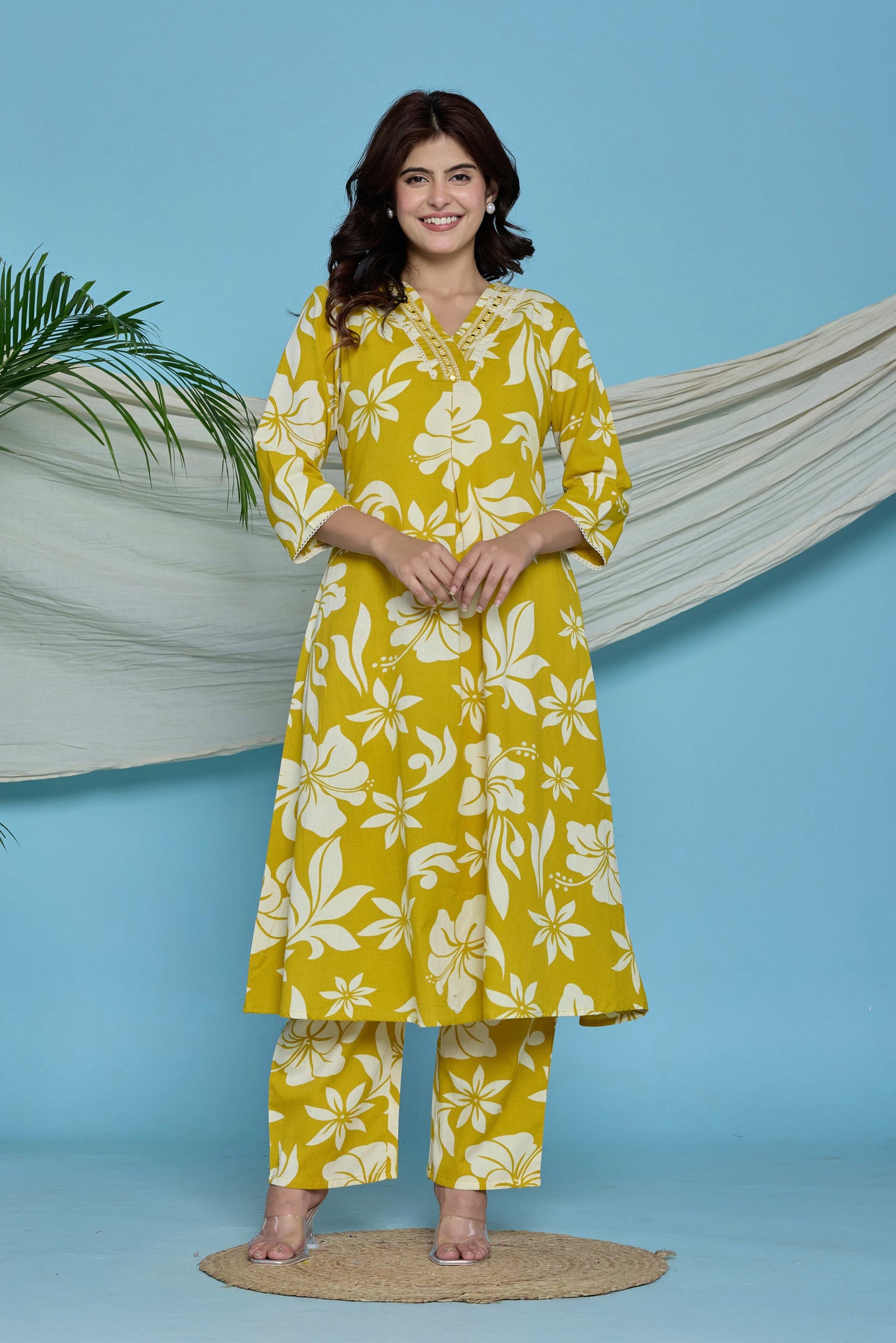 GulBloom Sunlit Blossom Printed Cotton Co-Ord Set
