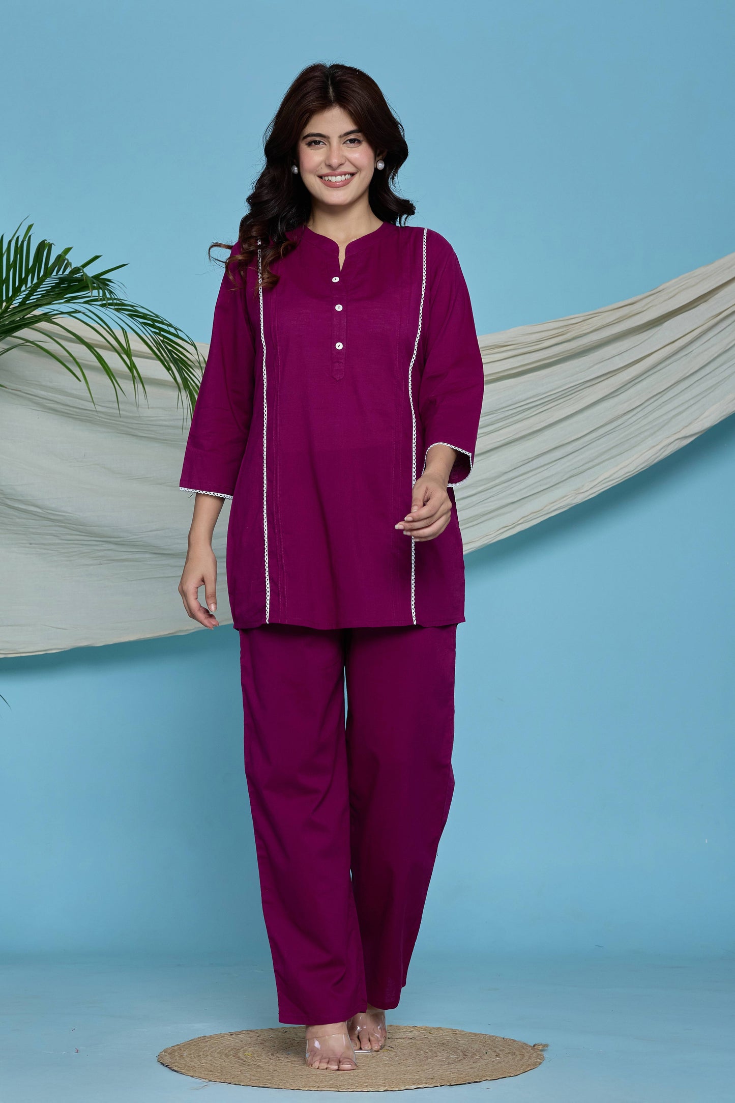 Rang Ease Wine Harmony Cotton Co-Ord Set