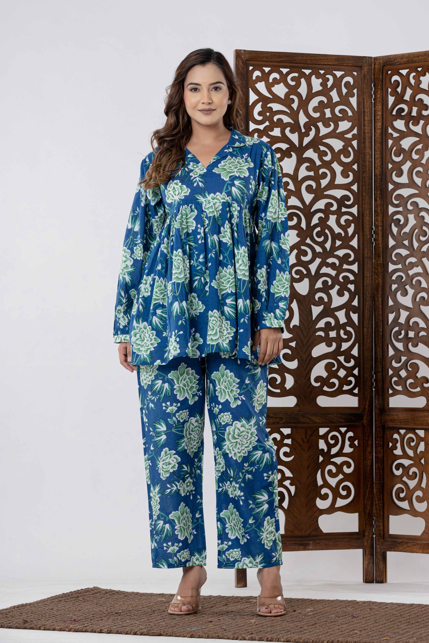 GulBloom Blossom Breeze Printed Cotton Co-Ord Set