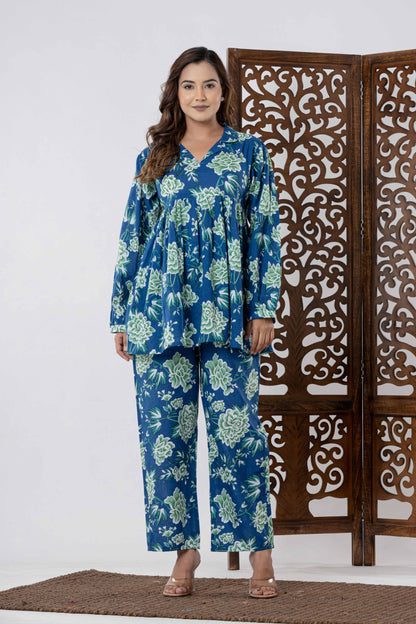 GulBloom Blossom Breeze Printed Cotton Co-Ord Set