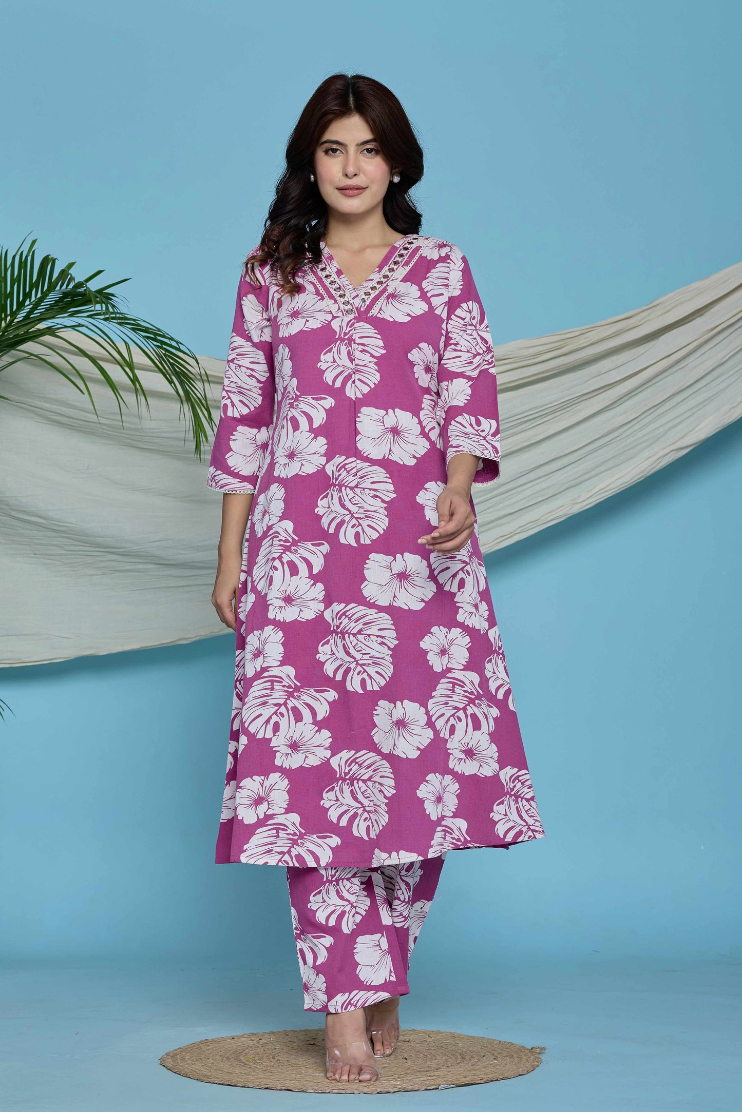 GulBloom Tropical Muse Printed Cotton Co-Ord Set