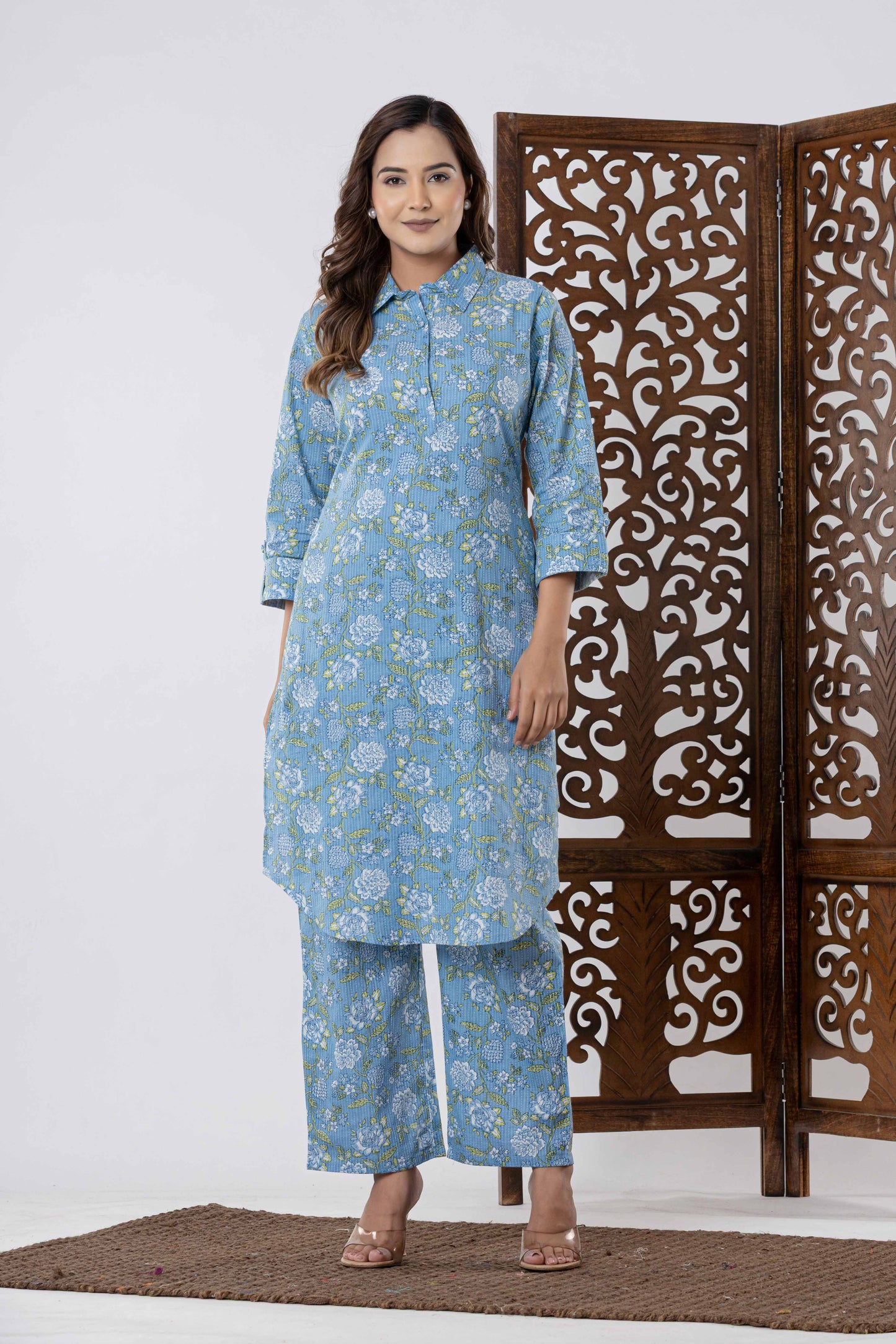 GulBloom Pastel Meadow Printed Cotton Co-Ord Set