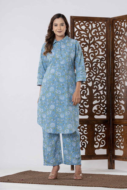 GulBloom Pastel Meadow Printed Cotton Co-Ord Set