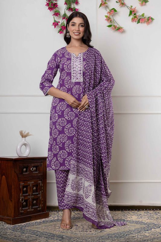 Noor Aura Mandala Printed Cotton Kurta Set