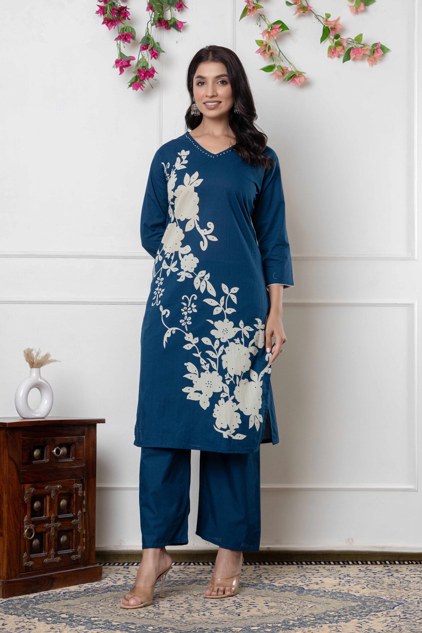GulBloom Petal Grace Printed Cotton Kurta Set