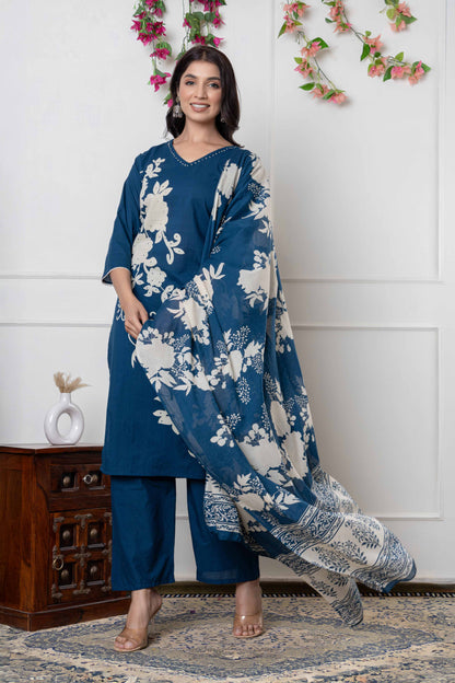 GulBloom Petal Grace Printed Cotton Kurta Set