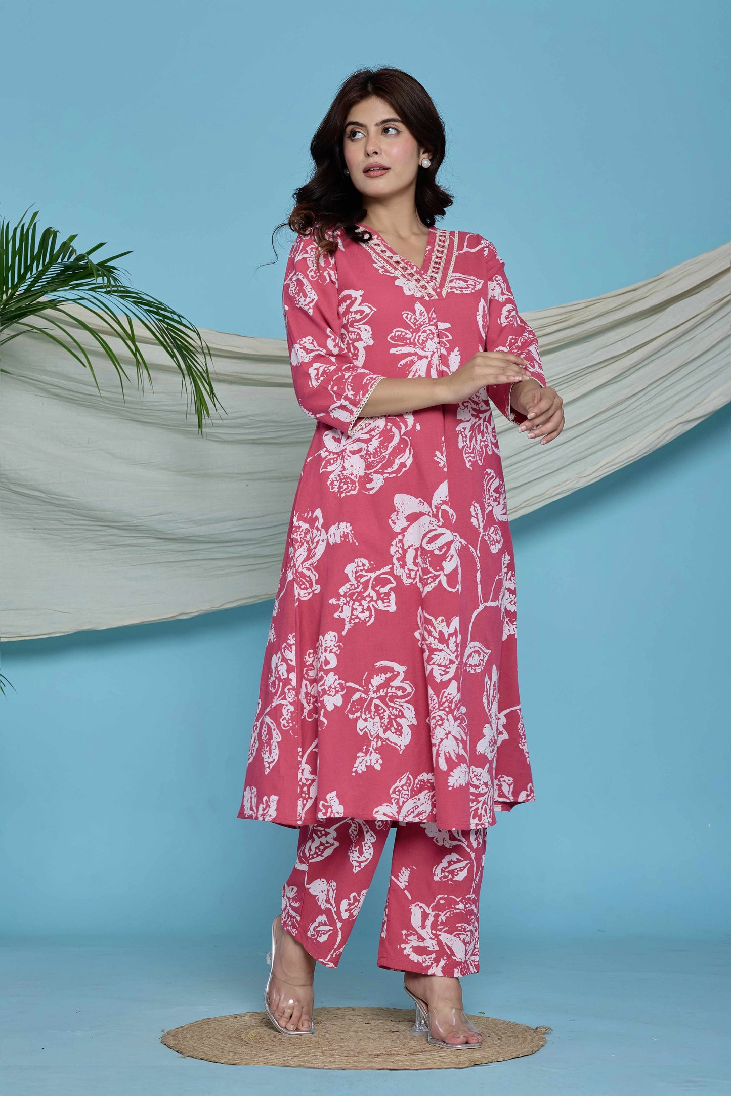 GulBloom Rose Garden Printed Cotton Co-Ord Set